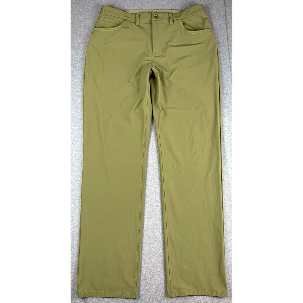 Patagonia Men's 34 Green Casual Straight Pants Polyester Pockets Worn Wear